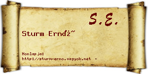 Sturm Ernő névjegykártya